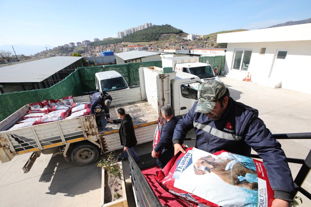 Bayraklı’dan deprem mağduru can dostlara mama desteği (2)