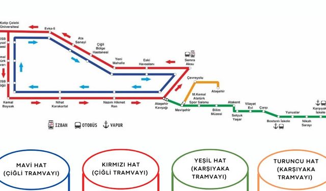 Karşıyaka ve Çiğli Tramvaylarında Renkli Hatlar Yeniden Devrede