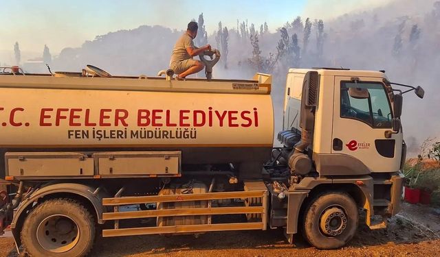 Çine'deki Yangına Efeler Belediyesi'nden Saha Desteği