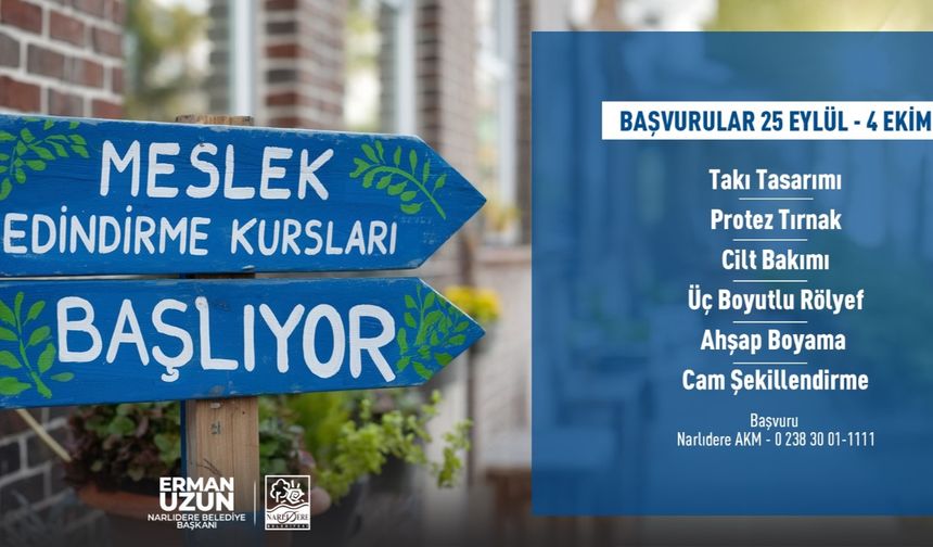 Narlıdere'de Meslek Edindirme Kursları Başlıyor