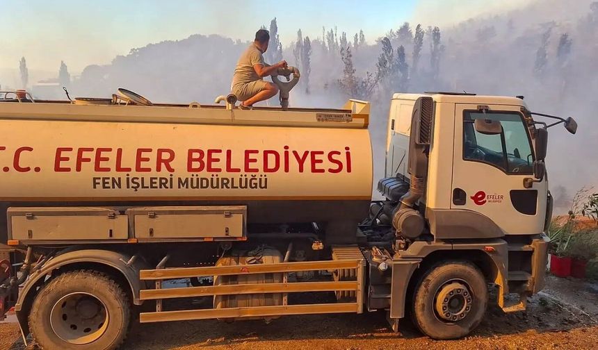 Çine'deki Yangına Efeler Belediyesi'nden Saha Desteği